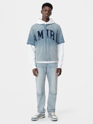 Denim Amiri Sunfaded Baseball Shirt Panske Indigo | BJIM40978