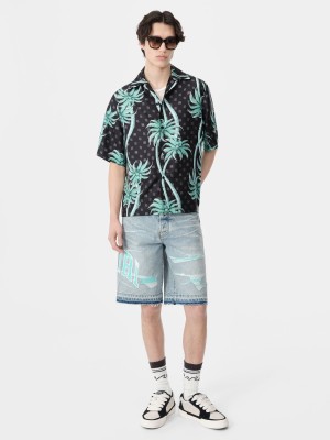 Denim Amiri Varsity Logo Repair Short Panske Indigo | GDLW17026