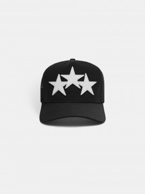 Klobuky Amiri 3 Star Trucker Hat Panske Čierne Biele | BMWD31926