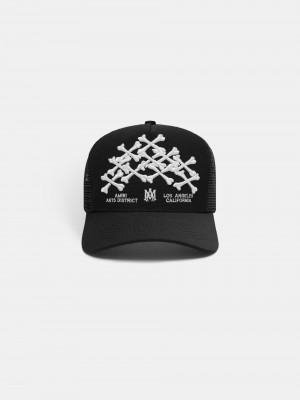 Klobuky Amiri Bones Stacked Trucker Hat Panske Čierne | DNFB05694