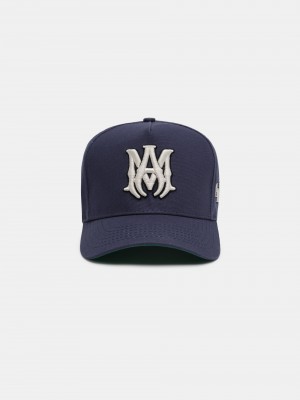 Klobuky Amiri Ma Staggered Full Canvas Hat Panske Námornícka Modrá Biele | EOIA63185
