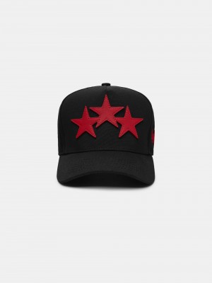 Klobuky Amiri Three Star Staggered Full Canvas Hat Panske Čierne Červené | CSTM68251