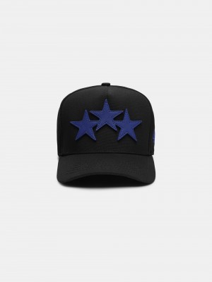 Klobuky Amiri Three Star Staggered Full Canvas Hat Panske Čierne Modre | CLTN89145