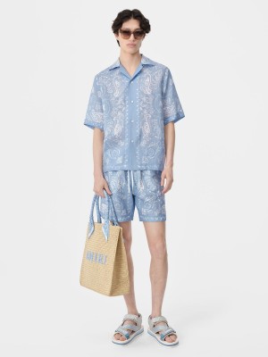 Kosele Amiri Bandana Watercolor Camp Shirt Panske Cerulean | XEFM20459