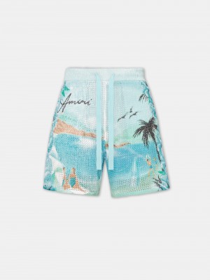 Kratasy Amiri Paradise Crochet Short Panske Cerulean | SKRL93150