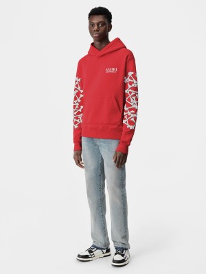 Mikiny Amiri Bones Stacked Hoodie Panske Červené | OUVJ30981