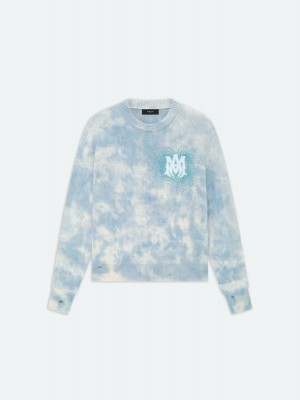 Mikiny Amiri Crystal Crewneck- Ashley Blue Panske Modre | AJOI63817