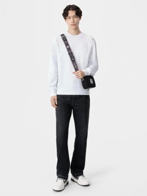 Mikiny Amiri Ma Shotgun Embroidered Crew Panske Biele | URXY54910