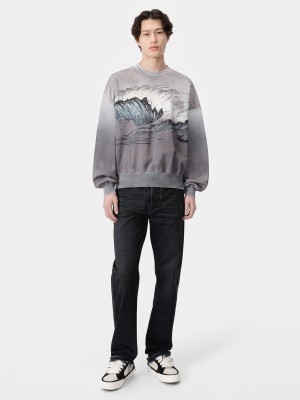 Mikiny Amiri Vintage Wave Oversized Crew Panske Čierne | UCVK36905