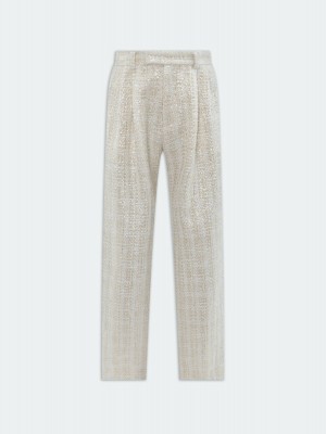 Nohavice Amiri Sequin Boucle Double Pleated Pant Panske Alabaster | WAEK50178