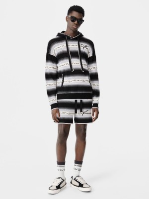 Pleteniny Amiri Amri Wave Baja Stripe Hoodie Panske Čierne | CEXH79426