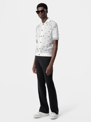 Pleteniny Amiri Bandana Polo Panske Biele Modre | OEHY73954