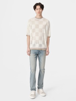 Pleteniny Amiri Ma Checkered Tee Panske Birch | HRPJ27586