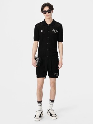 Pleteniny Amiri Surf Club Crotchet Short Panske Čierne | DXLZ39041