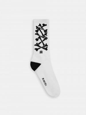 Ponozky Amiri Bones Stacked Socks Panske Biele Čierne | QCFH48971