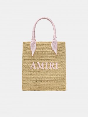 Tasky Amiri Raffia Tote Panske Ruzove | OIJB31087