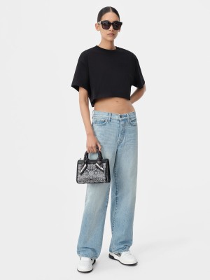 Tricko Amiri Embroidered Cropped Tee Damske Čierne | ZQEV37280