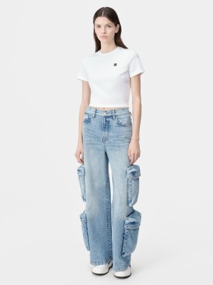 Tricko Amiri Ma Embroidered Baby Tee Damske Biele | PMOT54791