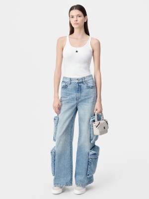 Tricko Amiri Ma Embroidered Ribbed Tank Damske Biele | WPTD23517