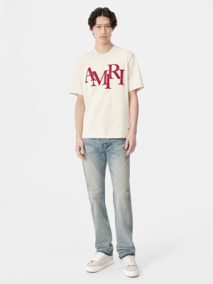 Tricko Amiri Staggered Tee Panske Birch | KFVZ83542