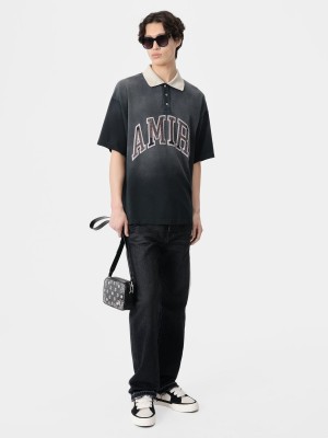 Tricko Amiri Vintage Oversized Polo Panske Čierne | DWRT84392