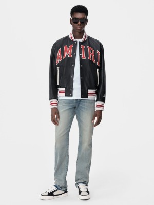 Vrchné Odevy Amiri Leather Bomber Panske Čierne | JVXF71824