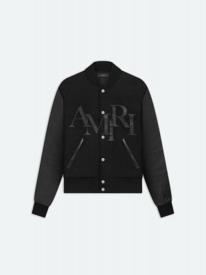 Vrchné Odevy Amiri Staggered Varsity Jacket Panske Čierne | IOUN06274