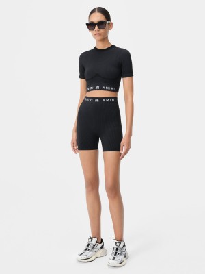 Športové Oblečenie Amiri Ma Ribbed Seamless S/S Top Damske Čierne | WXDE58217